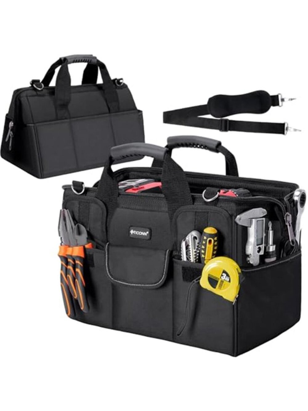 Heavy Duty Tool Bag Wide Mouth Tool Organizer Waterproof Tool Storage Tote